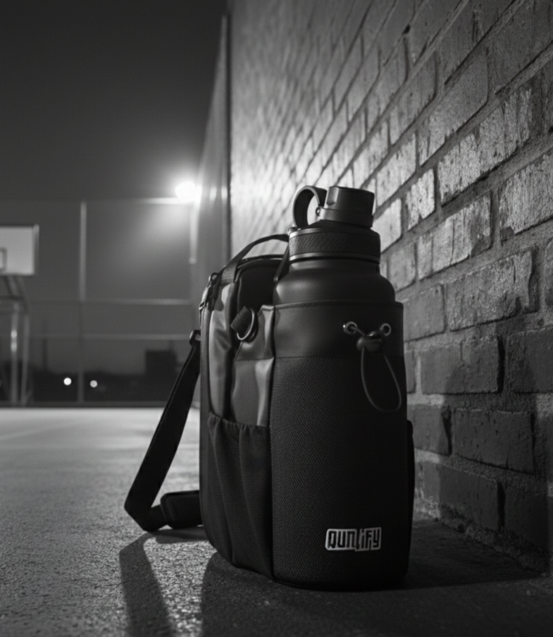 Magnetic Gym Bottle Holder Bag with Storage Pockets and Zippered Compartments