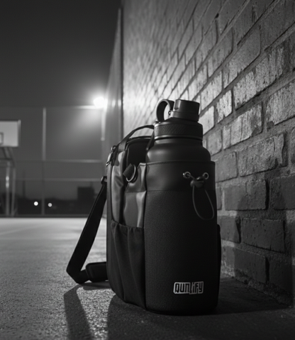 Magnetic Gym Bottle Holder Bag with Storage Pockets and Zippered Compartments