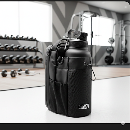 Magnetic Gym Bottle Holder Bag with Storage Pockets and Zippered Compartments